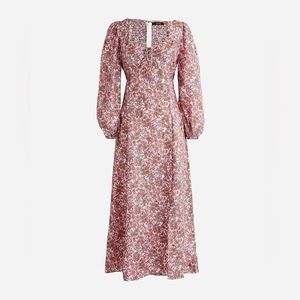J. Crew Floral Midi Dress in Pink and White